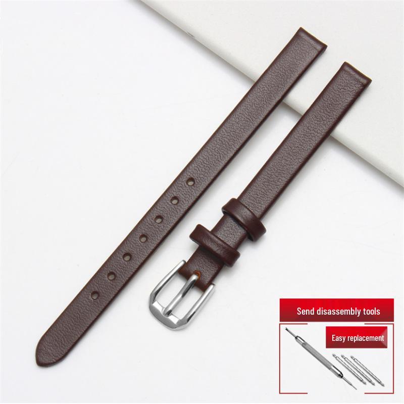 Damski miękki skórzany pasek do zegarka bransoletka - Opcje brązowy/czarny