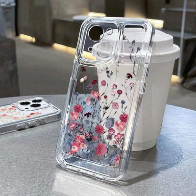 Fashion Silicone Clear Phone Case For iPhone 16 15 Pro Max 14 Pro 13 12 11 Shockproof Colorful Love Heart Butterfly Floral Pattern Soft Phone Cover