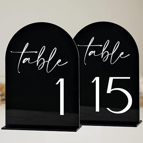 Arch Acrylic Wedding Table Number Card with Stand Mirrored Table Number Holder for Wedding Reception,Party,Anniversaries,Event