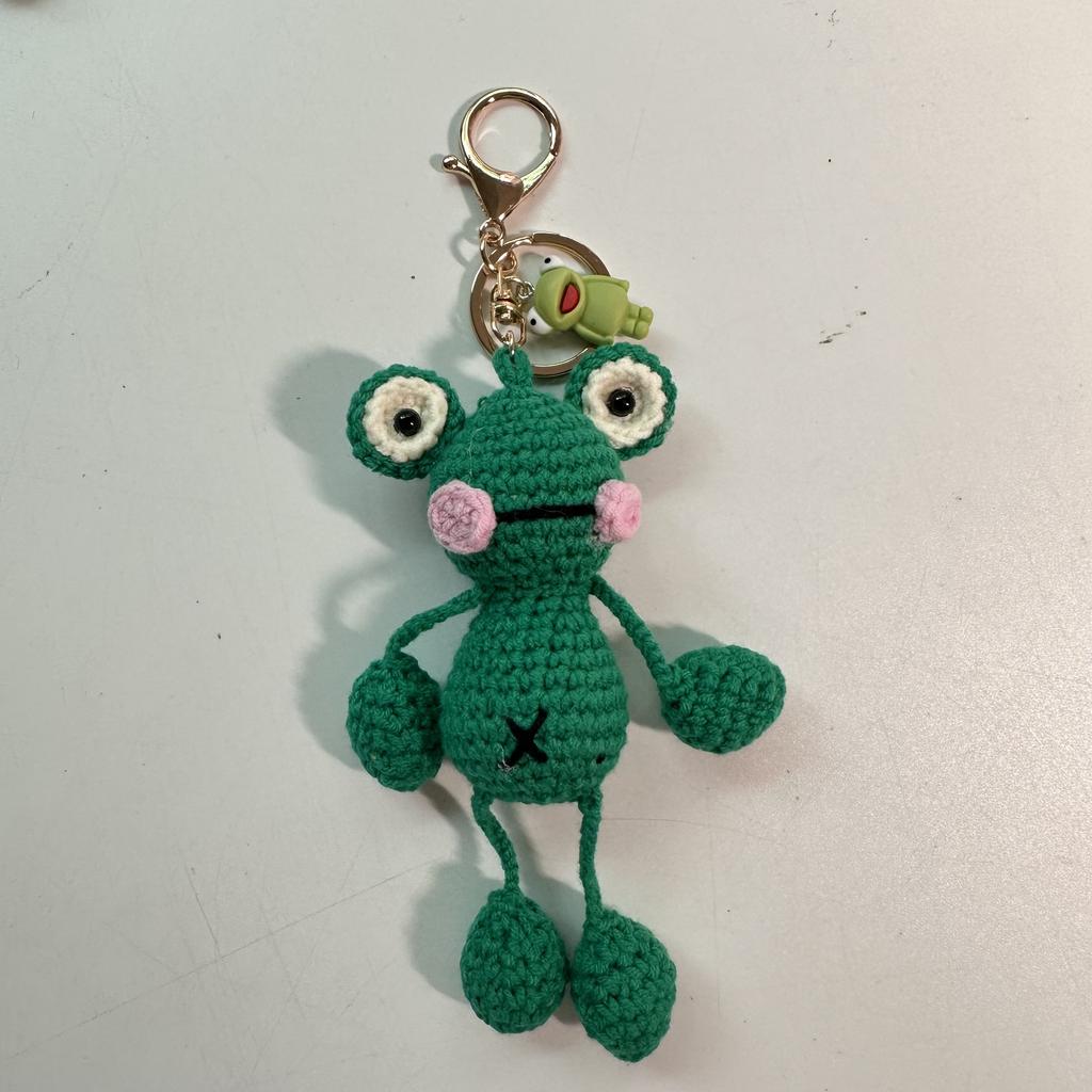 Pandantiv tricotat manual din lână Broscuță Desene animate Brelocuri Chei croșetate Pandantiv geantă Chei Păpușă tricotată manual Desene animate drăguțe Decor mașină geantă