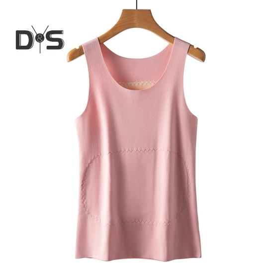 Dámská termo vesta bezešvé plyšové tílko s vyhřívanou nášivkou na břiše a zádech podzim zima sametové tílko bez rukávů do ložnice domů