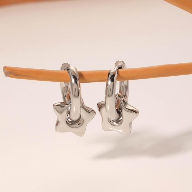 Punk Style Dangle Earrings Unique Detachable Star Heart Drop Earrings Statement Jewelry Fashion Simple Hoop Earrings