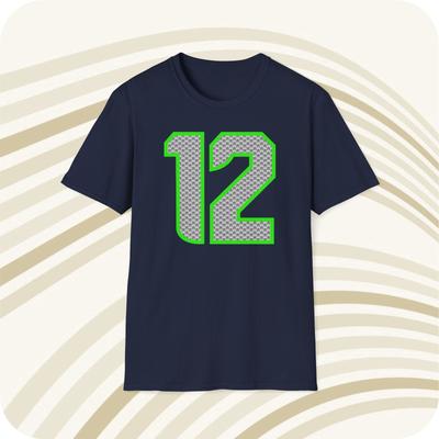 Throwbackmax Seattle Seahawks 12th Man NFL Jersey T-Shirt - Front & Back Print