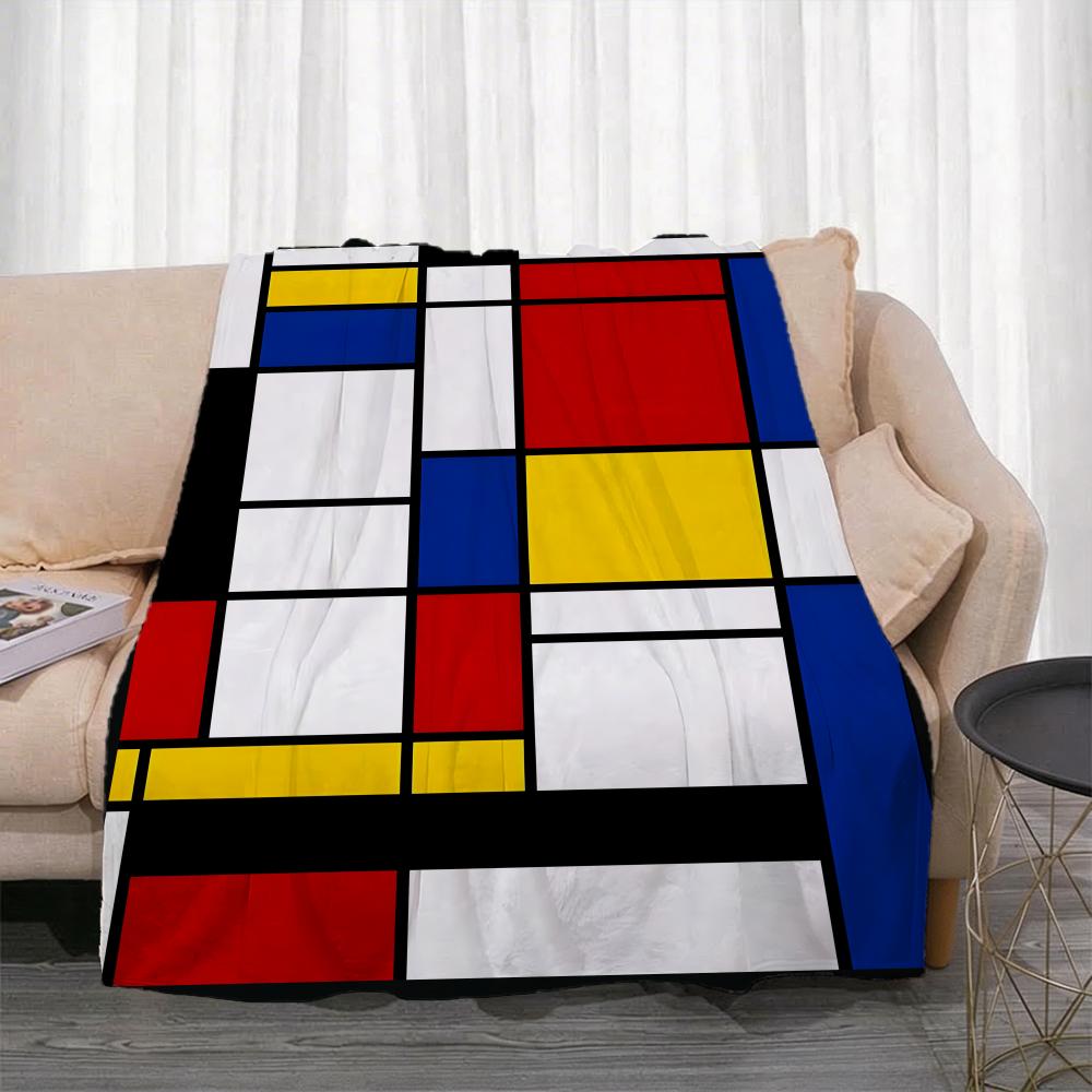 Artist P-Piet Mondrian Throw Lightweight 240g Flannel Blanket Soft Skin-friendly for Summer Cooling