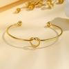 Women Open Cuff Bangle,  Tie The Knot Bangle Bracelet, Gold Plated Forever Love Knot Infinity Stainless Steel Jewelry