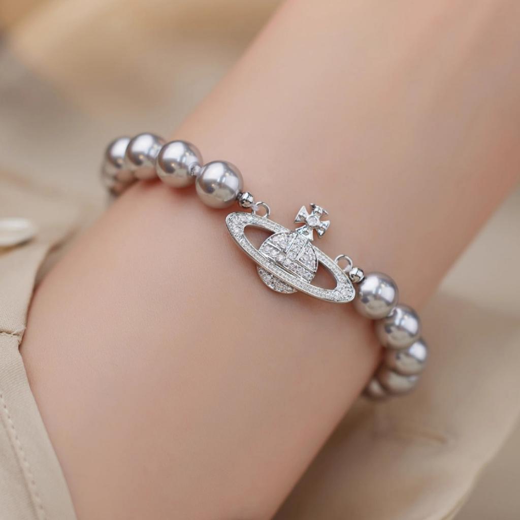 Shijia Perla Imperatrice Vedova Occidentale Bracciale Pianeta Saturno Full Diamond Choker Vivian Gioielli per Mano di Temperamento Lusso Leggero