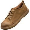 Top Layer Cowhide Thick Soled Men's Shoes New Spring Retro Flat Bottom Casual Lace Up Versatile Anti Slip Breathable Soft Sole Summer Version