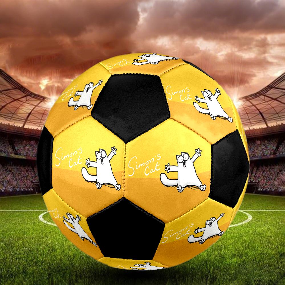 Simon's Cat Cute Cartoon Indoor Soccer Ball Colorful Machine Stitched PVC Size 5 Team Training Competition Ready Durable High-Bounce Cool Sports Gift