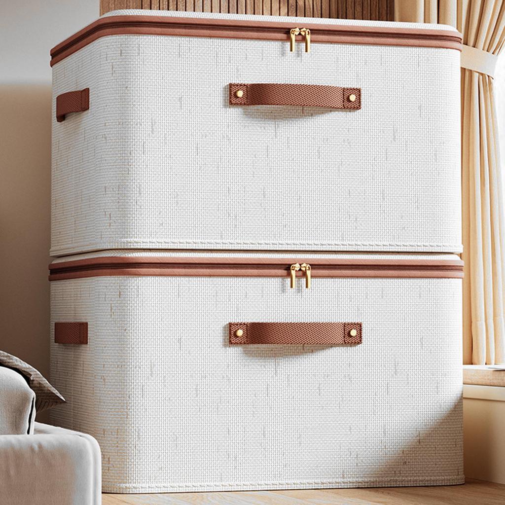 Multipurpose Tianshan Linen Storage Box With Easy Access Zippers For Household Items