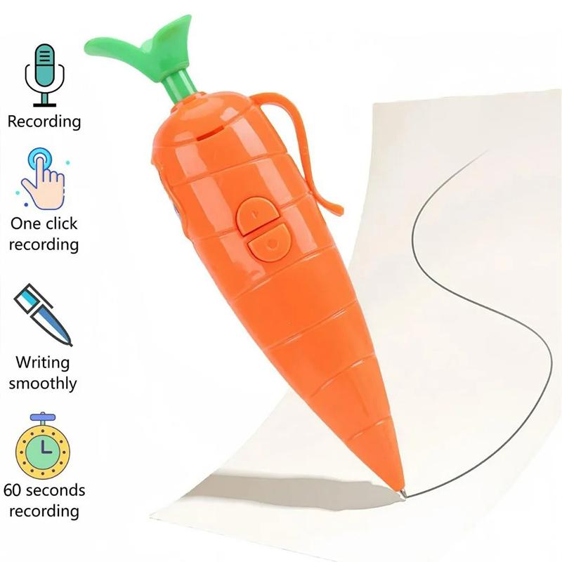 Judy Carrot-Shaped 2-In-1 Voice Recorder Ballpoint Pen%^&  60-Second Recording \ Creative Novelty Stationery