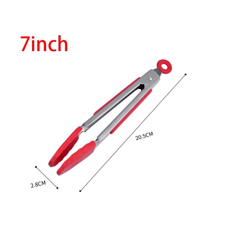 Silicone Food Tong Stainless Steel Grillingtongs Silicone Non-slip Cooking Clip Clamp Bbq Salad Tools Grill Kitchen Accessories