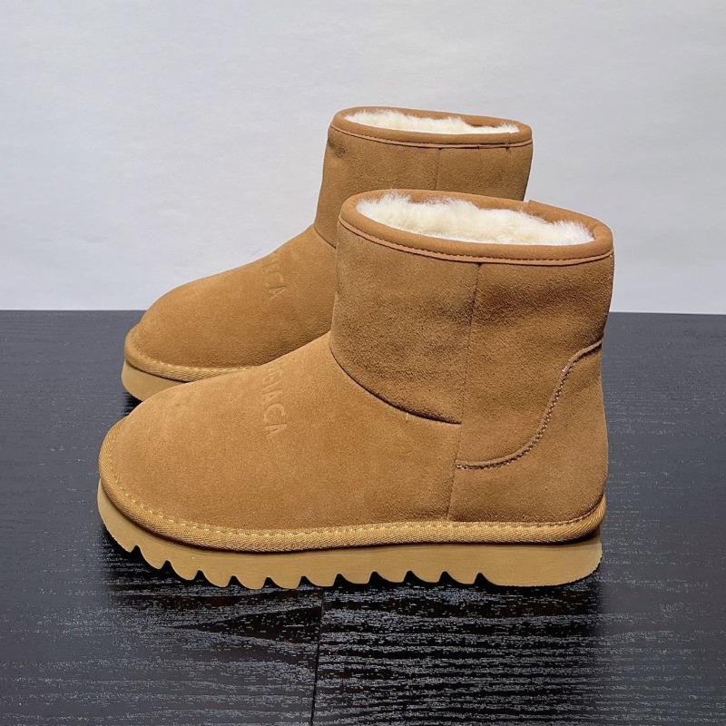 Thickened warm snow boots women's winter leather short boots new versatile non-slip soft-soled snow cotton shoes