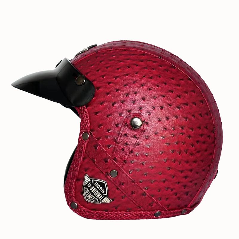 Retro Half Face 3/4 Helmet Motorcycle Helmet DOT Certified Lightweight Four Seasons Crown Prince Male and Female Cycling Cruise