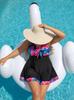 Set gonna tankini da bagno floreale taglie forti europeo e americano - Blu/Rosso