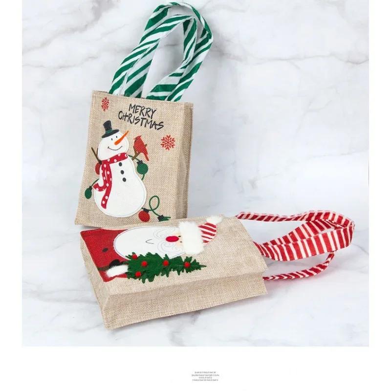10PCS Christmas Tote Gift Bags Christmas Eve Apple Bags Candy Bags Christmas Gifts Christmas Decorations