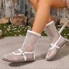Women's Spring-Summer Breathable Mesh Roman Style Flat Round-Toe Sandals, Sexy Hollow Short Boots, Black Trendy Footwear.