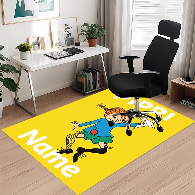 Custom Name Pippi Printed Carpet Rug For Office Chair Living Room Bedroom Kitchen Room Decor Gifts