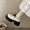 Weiße britische Retro-Plateau-Lederschuhe für Damen, 2025 neu, Frühling und Herbst, französische Mary Jane Love Einzel-Schuhe mit Absatz