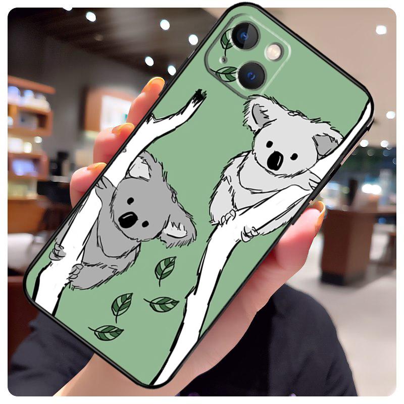 Cartoon Painting Animal Koala Phone Case For iPhone 16 11 12 13 Mini 14 15 Pro Max X XS Max XR Plus Cover Bag