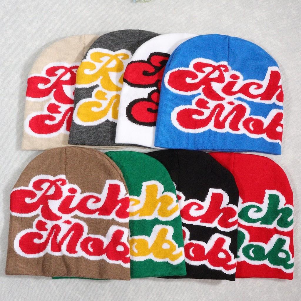 Blocked Fashion Color Letter Pattern Neutral Casual Warm Knitted Hat Autumn For