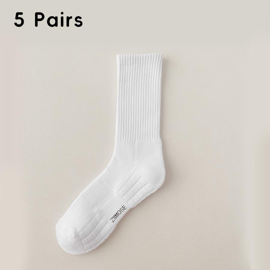 1pc 4pcs 5pcs 10pcs Socks Men's Cotton Spring Towel Bottom with Velvet Mid-tube White Stockings Thickened Sports Basketball Sock