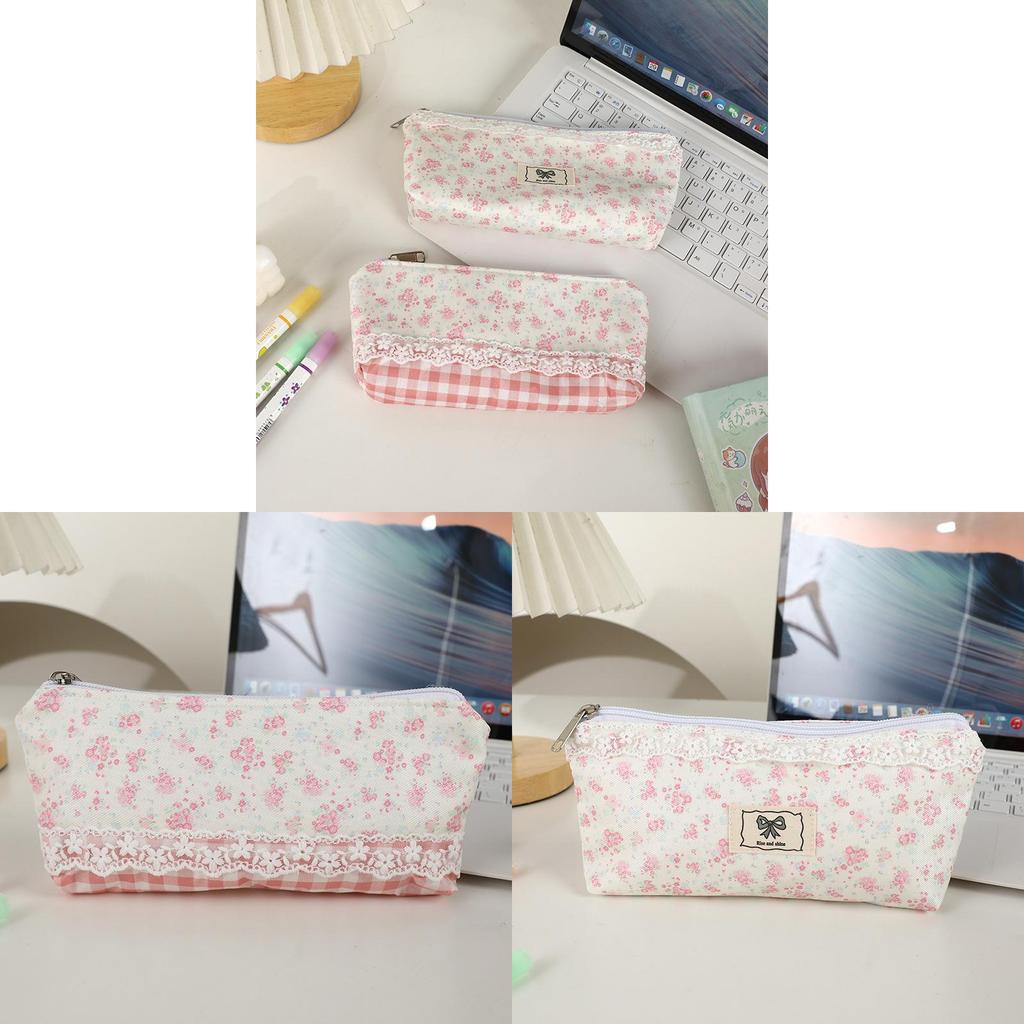 Cute Floral Pattern Pencil Bag Made Of Polyester For School And Stationery Use
