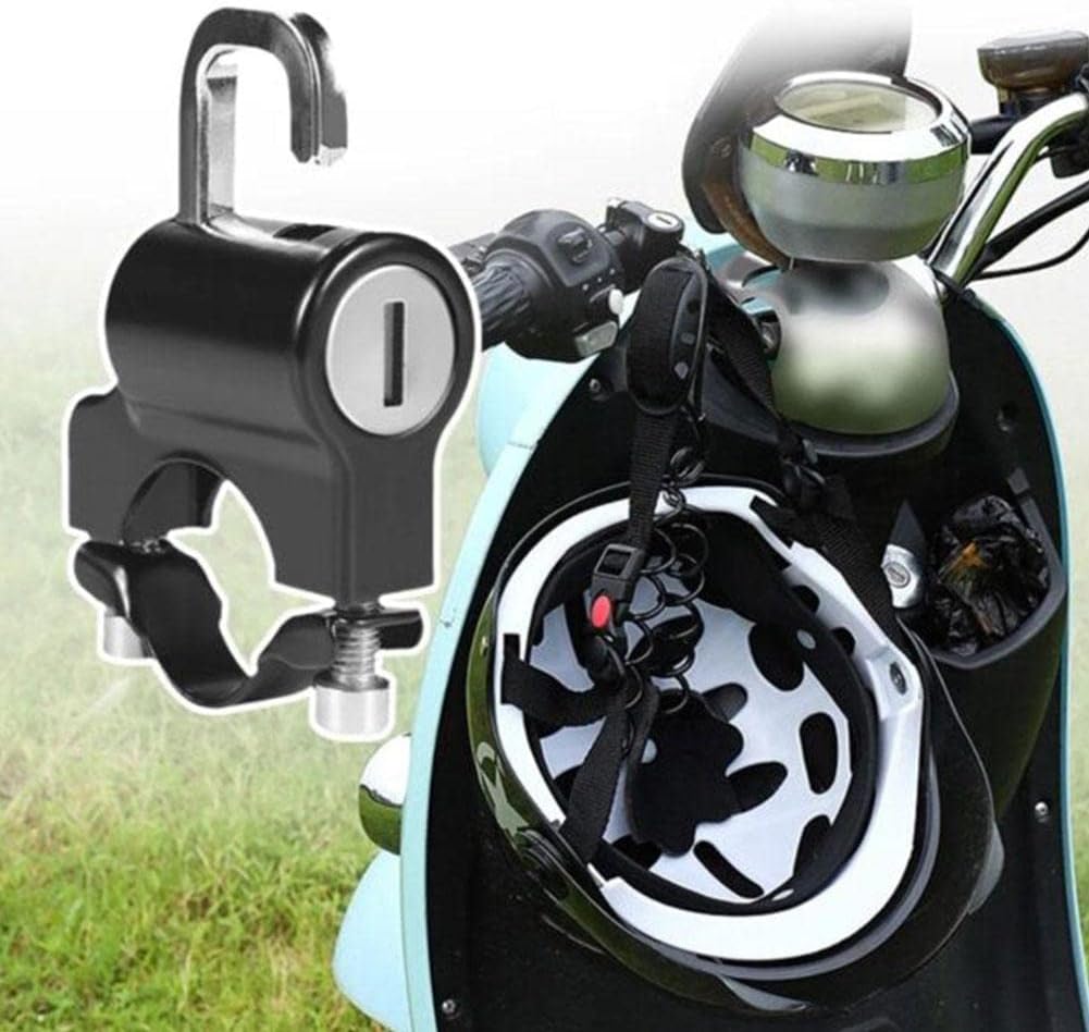Motorradhelm-Schloss, Helmhalter-Haken für 7/8" 22mm Lenker, Diebstahlschutz-Schloss für Motorrad Rahmenrohr Stoßstange Gepäckträger