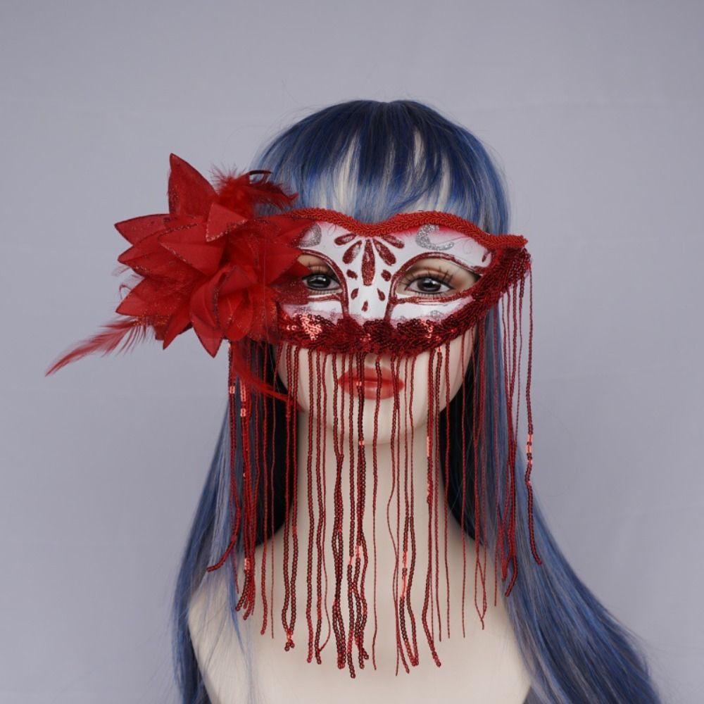 Mysterious Half Face Mask Tassel Design Party Mask Fashion Fox Mask  Masquerade