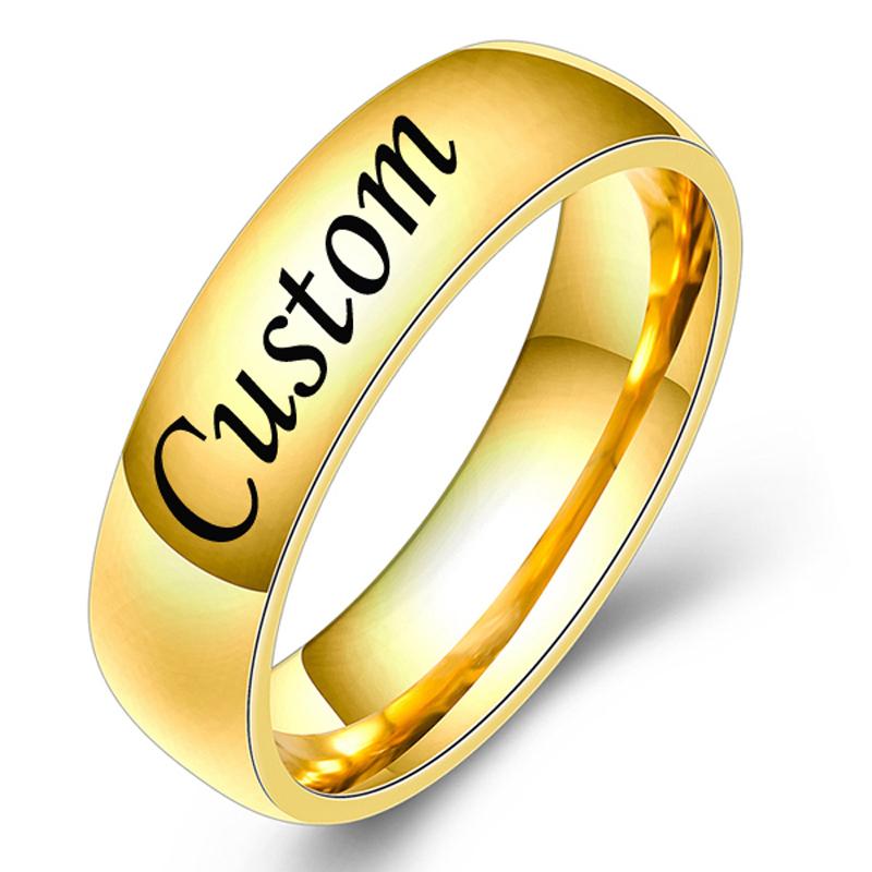 Gioielli di Moda Anello Incidi Nome Data Logo Altamente Lucidato All'Ingrosso Acciaio Inossidabile Matrimonio Fidanzamento Anelli di Marca Per Uomo Donna