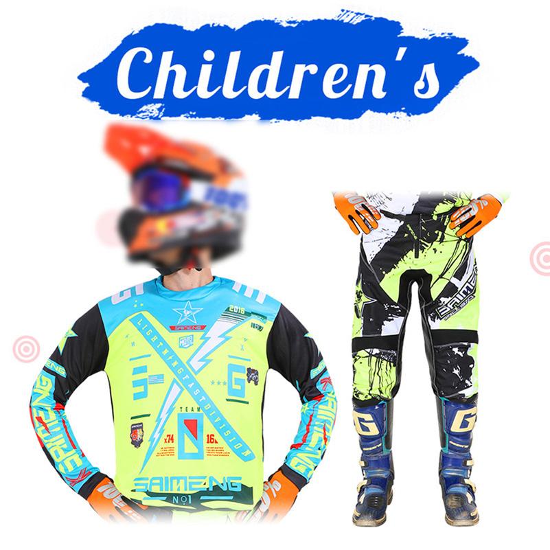 Motocross Gear Set for Kids Youth Jersey Pant Kits Child Green Motorcycle Black 3 4 5 6 7 8 9 10 Year Off-road Suit Blue Orange Enduro Cross Boy Girl