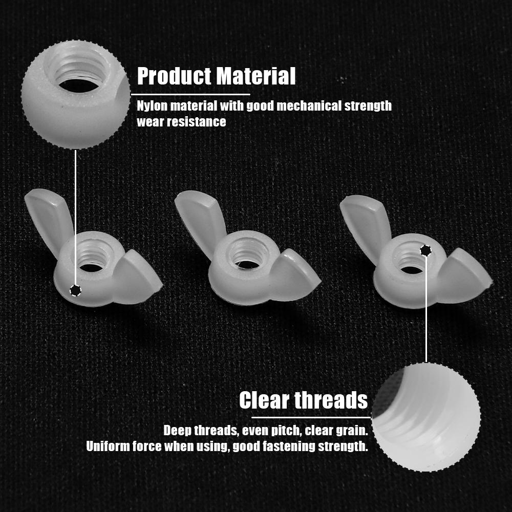 

NINDEJIN 3-10pcs Nylon Wing Nuts Plastic Butterfly Nut M3 M4 M5 M6 M8 M10 M12 White Hand Tighten Nylon Wingnut M3 20pcs