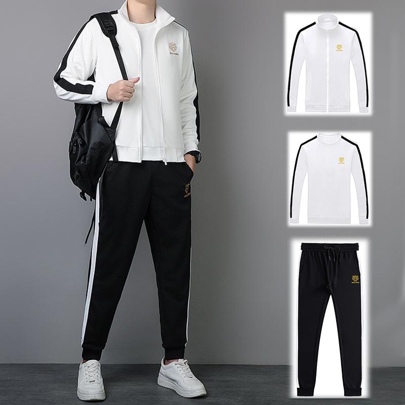 

Спортивный костюм для папы среднего возраста, мужская одежда из трех частей на весну и осень, повседневная свободная одежда для папы среднего возраста на осень XXXXL белый