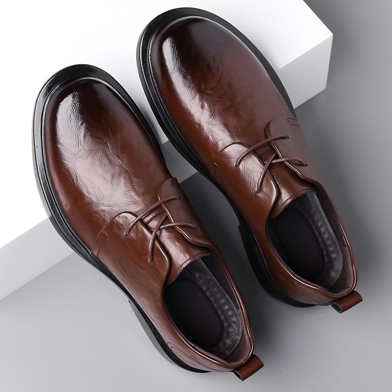 Fashion Men's Business Formal Platform Lace-up Commuter Shoes British Suit Groom's Wedding Shoes Spring Autumn Leather Loafers Man