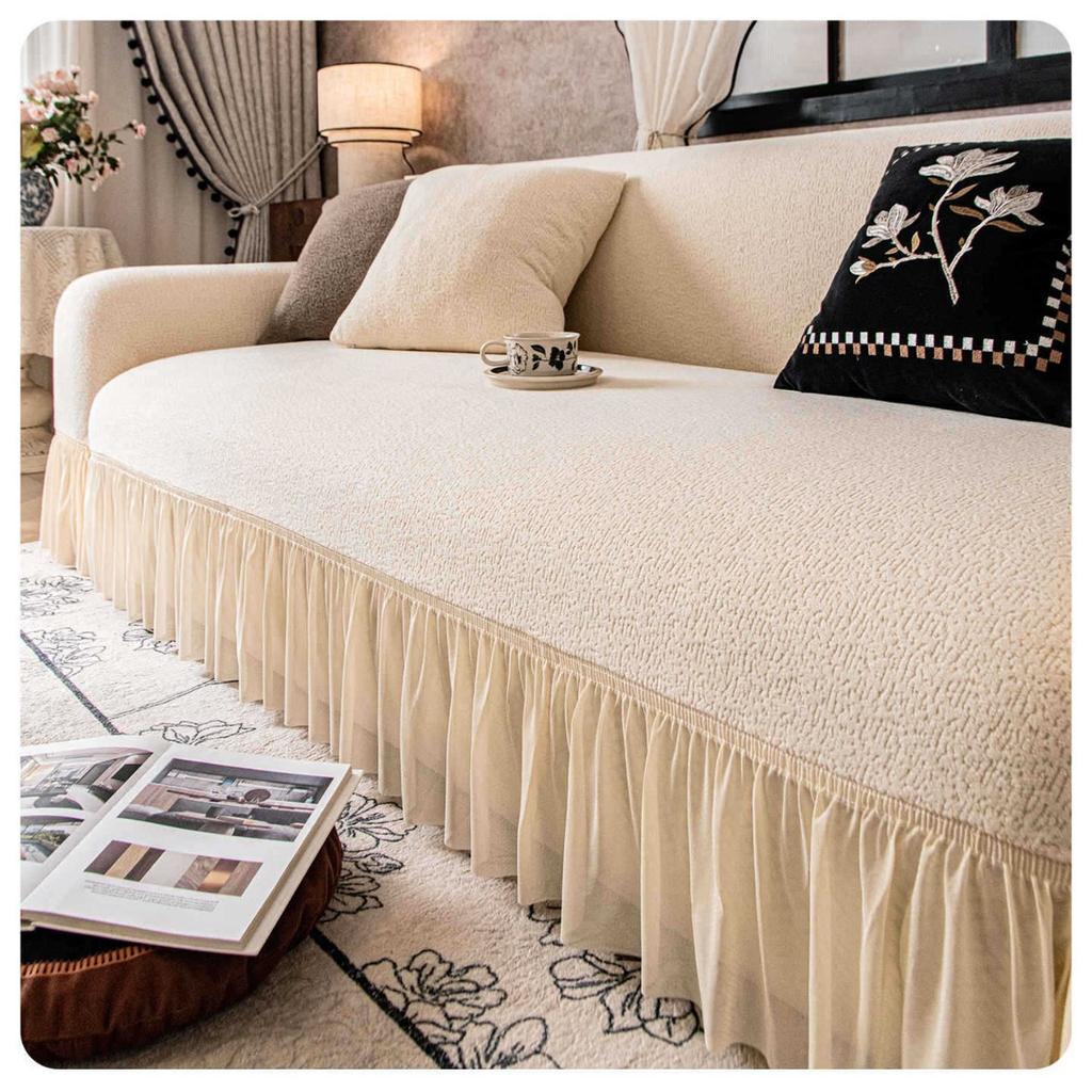 Retro High End Winter Plush Skirt Sofa Cover All Inclusive Universal Cover Anti Cat Scratch Cloth Sofa Cover