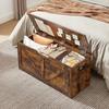 VASAGLE Storage Chest, Storage Bench, Blanket Box with 2 Safety Hinges, Shoe Storage Bench, Barn Style, 40 x 100 x 46 cm, for Hallway, Bedroom