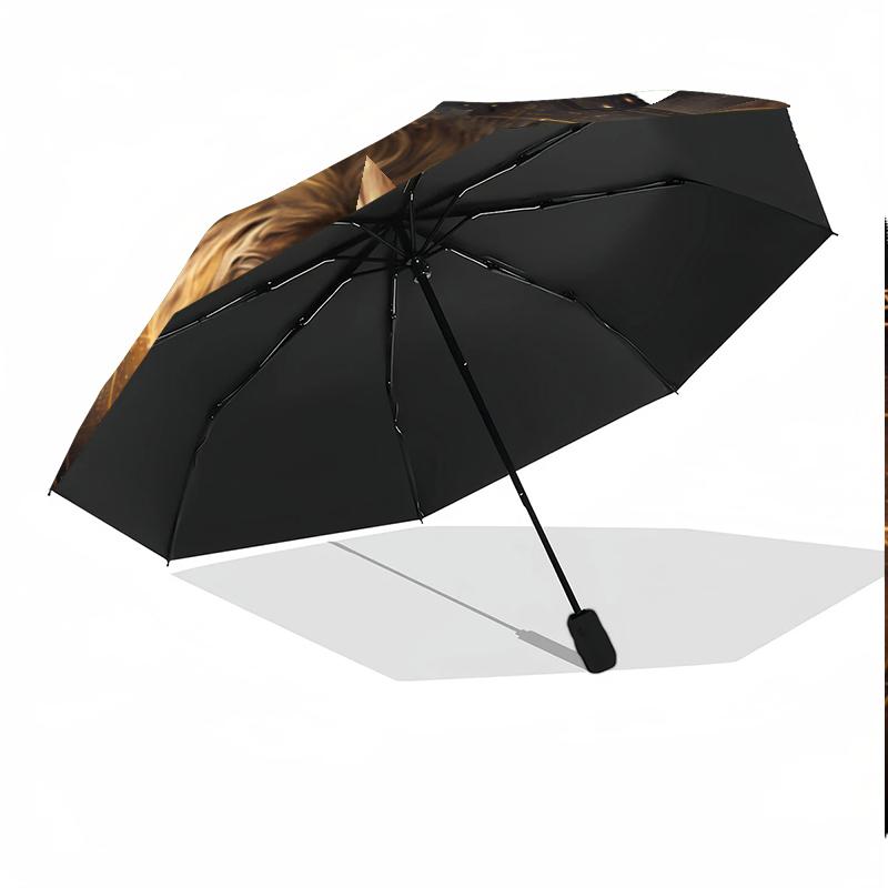 Lion Zodiac Symbolism 8-Frame for Travel, camping, Casual Lightweight Portable Umbrella, Essential for every family Holidays Birthday Gift