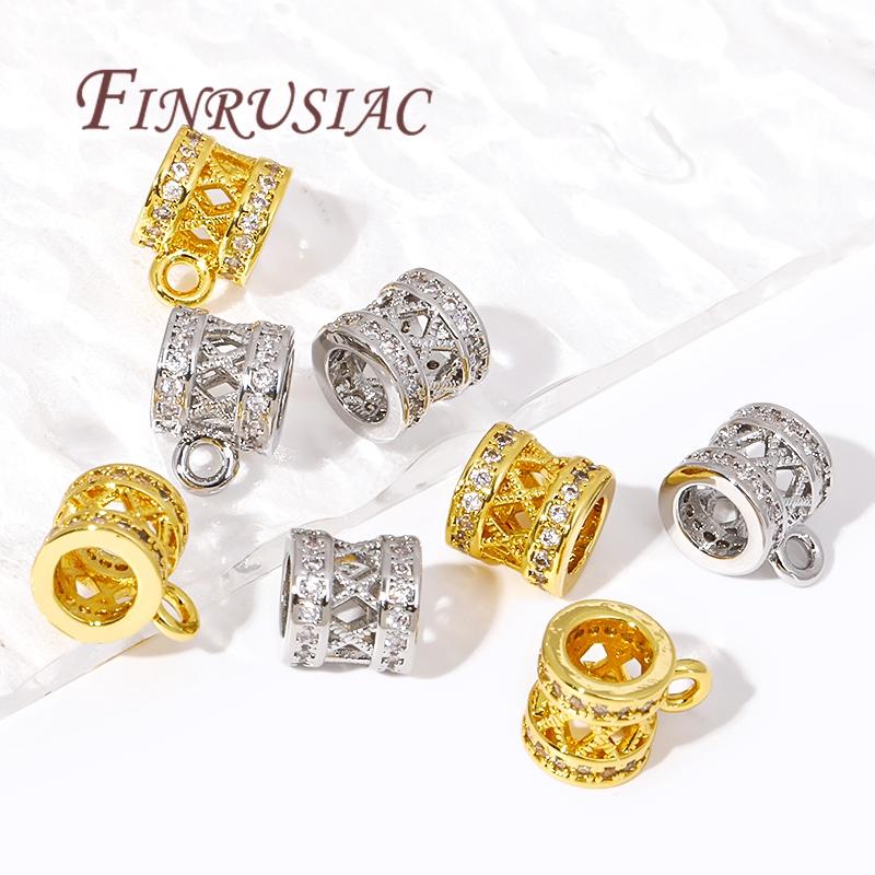 Bails For Pendant Accessories 18K Gold Plated Brass with Zircon Pendant Bail Connector For DIY Jewelry Making Supplies Findings
