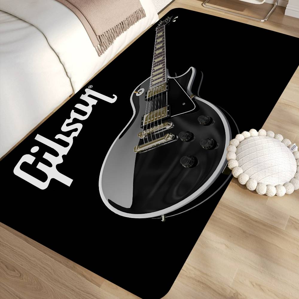 Tappetino da Pavimento con Logo Gibson Guitar Stile INS Morbido Tappeto per Pavimento Camera da Letto Tappeto per Lavanderia Casa Tappeti Antiscivolo per Zona Comodino