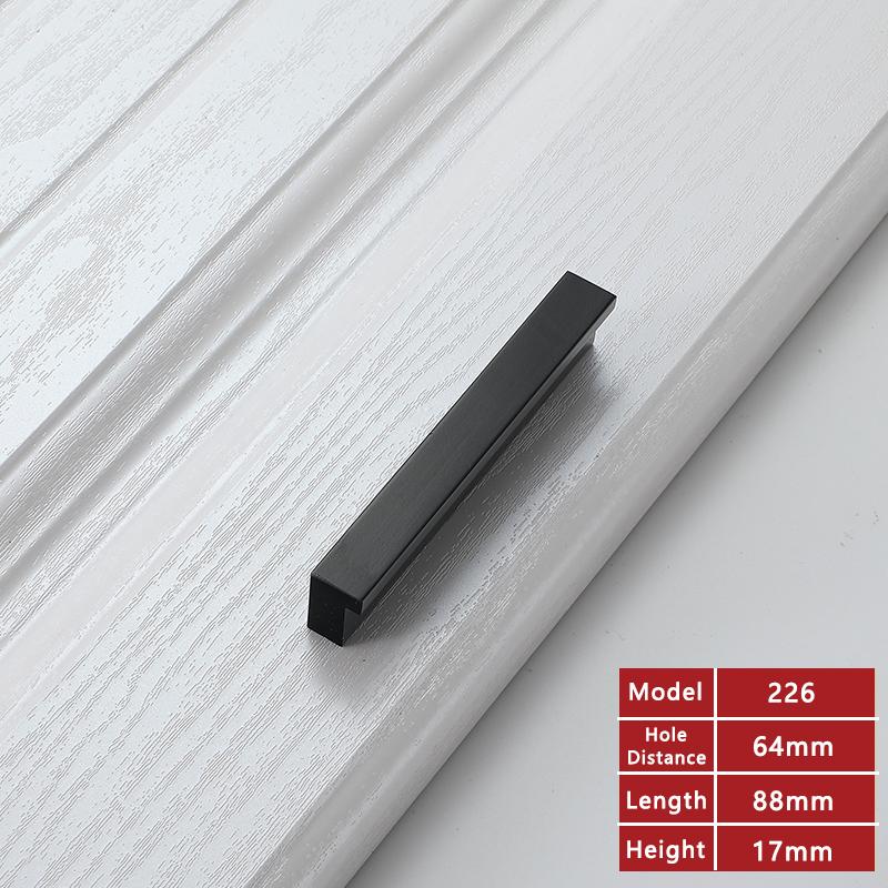 WV Square Matte Black American-style Kitchen Cabinet Handle 128mm Drawer Black Cabinet Wardrobe 7-Character Solid Pulls 287