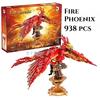 938PCS Fire Phoenix Building Block,Fly Divine Beast Mythology Animal Bird Wings Vivid Linkage Decor,Toys Birthday Christmas Gift