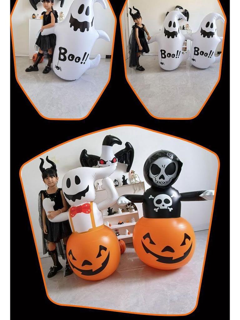Halloween Inflatable Pumpkin Ghost Lantern Decoration Ornaments Costume Headwear