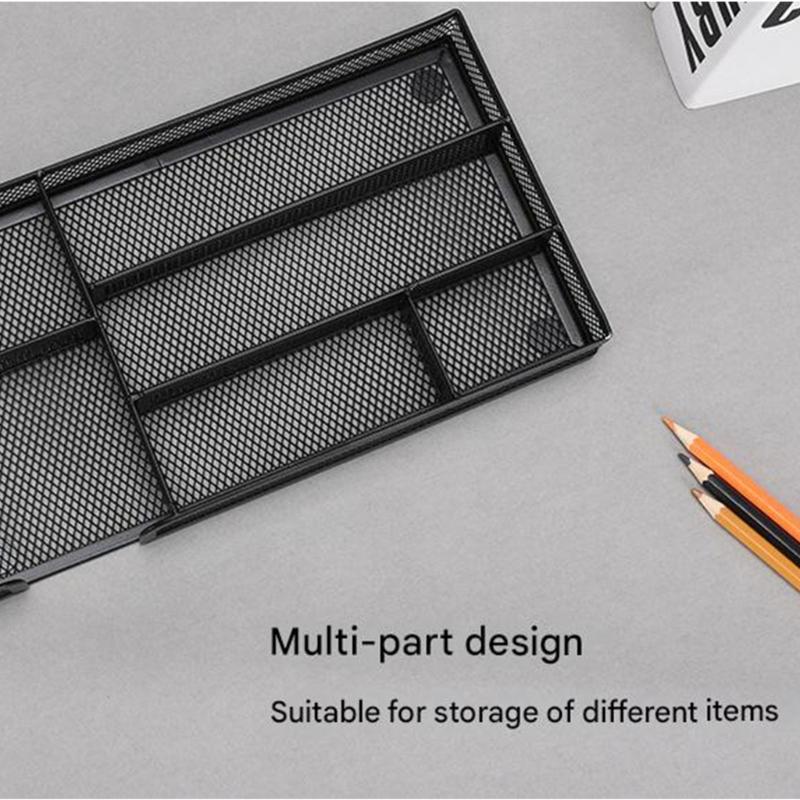 Sturdy Metal Office Drawer Organizers Tray Desktop Storage Container For Pens Files Paper Clip