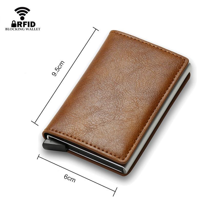 Anti-theft RFID metal card bag, large-capacity aluminum alloy automatic elastic carbon fiber wallet, anti-magnetic customization