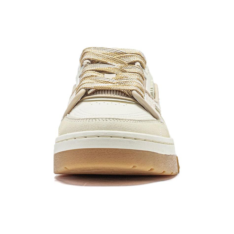 Li Ning 001 Btc Premium Versatile Retro Skate Shoes Non-Slip Shock Absorption Durable Support Low-Top Women Skate Shoes Fog-Khaki AGCU036-1