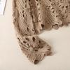 2024 Plus Size French Crochet Hollow Knit Long Sleeve Cardigan for Women - Retro Autumn Sweater Top