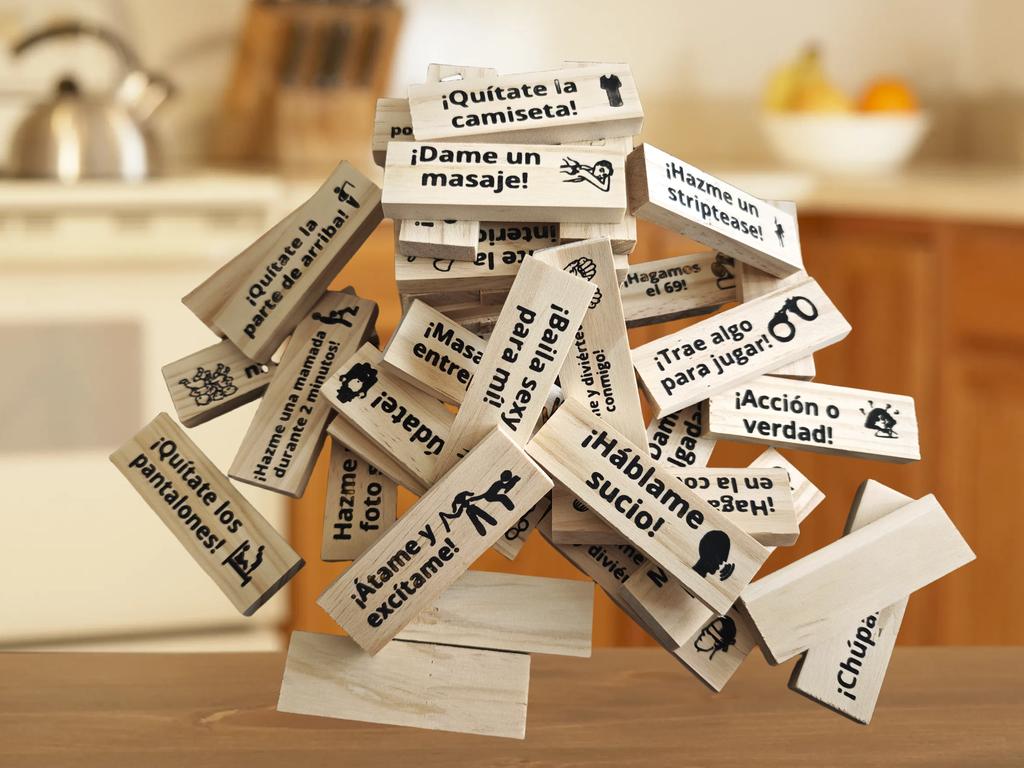 Seven Language Versions 48pcs Building Block Game Couple Wooden Block Tower Game Date Night Adult Party Game Spanish SM Product