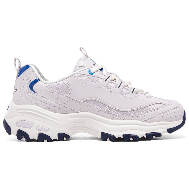 Skechers DLites 1.0 Neptune Mesh Synthetic Leather Lace-Up Trendy Cushioning Low-Top Dad Shoes Women Sneakers White Pink 896262-LAV
