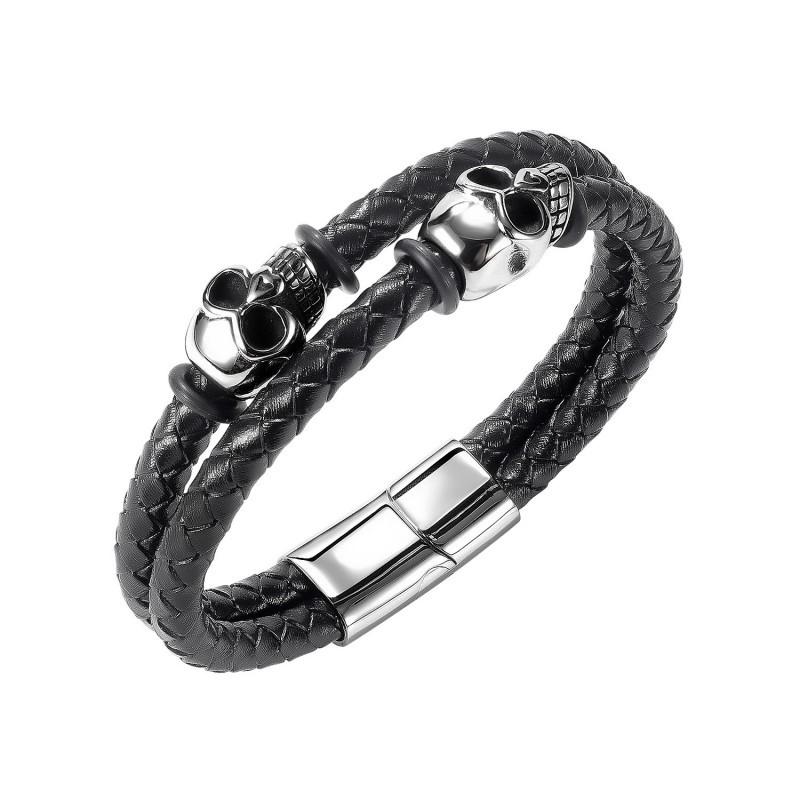 

New Hot Selling Men s Leather Bracelet With Personalized Multi-layer Hand Woven Magnetic Buckle