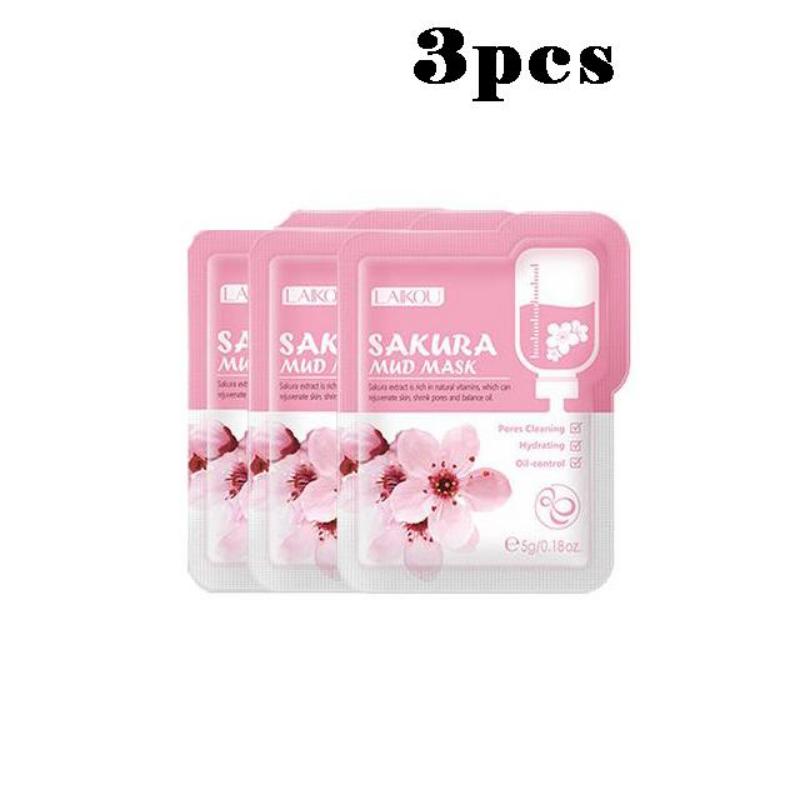 LAIKOU Sakura Mask Mud Revigorant Curatare profunda Albire Pore Shrinking Mask Produse de ingrijire a pielii faciale
