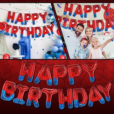 Faixa de feliz aniversário com tema de aranha, decoração de festa, letras, letreiro, suprimentos para festa de menino